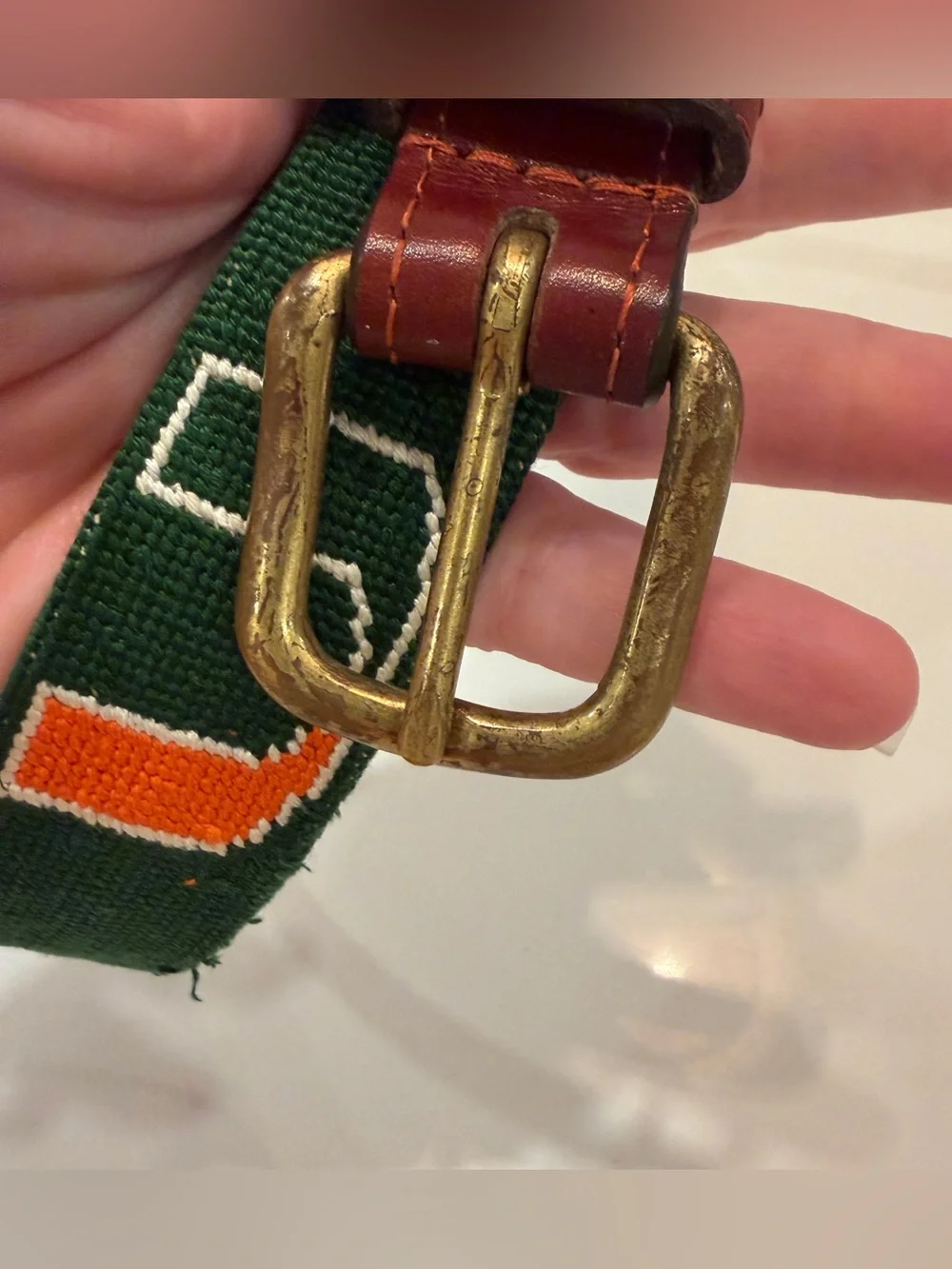 University Miami Needlepoint Belt 38 Smathers Branson U Hurricanes Embroidered